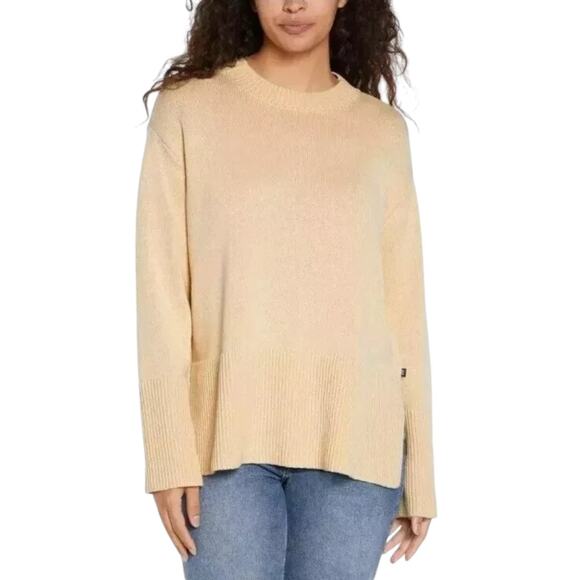 GAP Oversized Cotton Sweater Beige Ribbed Crewneck Side Slits Pullover Size XXL - Picture 1 of 10